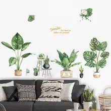Home Decoration Stickers DIY Beach Tropical Palm Leaves Wall Stickers Modern Art Vinyl Decal Mural Living Room Decor Stickers