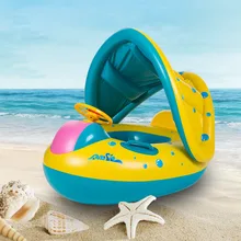 Home Pool Float Inflatable Kids Water Float Ring with Handle Safety Seat Swimming Rings for Babies Swimming Pool Toys