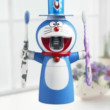 Hook for Automatic Toothpaste Dispenser Creative Cartoon Doraemon Toothpaste Squeezer Wall Mount Stand Dust-Proof Cup
