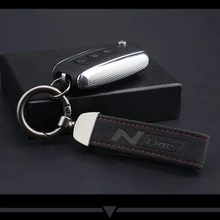 Hot Fashion Metal Leather Car Styling Keychain 4s Shop Fine Keyring For Hyundai I30 Sonata Elantra Veloster Kona Tucson N line