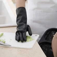 Household Gloves Practical Durable Cleaning All Black Long Gloves Anti-Slip Water Dust Stop Kitchen Home Tools Supplies