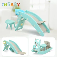 IMBABY Multifunction Kids Slide Children's Rocking Horse Slide 4 in 1 Indoor Baby Wash Hair Bed for 0-6 Years Old Baby Play Toys