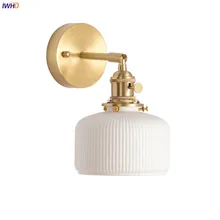 IWHD Nordic Ceramic LED Wall Light Fixtures Switch living Room Bathroom Mirror Copper Modern Beside Lamp Wandlamp Home Lighting