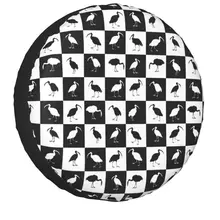 Ibis Checkerboard Pattern Tire Cover 4WD 4x4 RV Checkered Spare Wheel Protector for Jeep Wrangler 14" 15" 16" 17" Inch