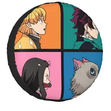 Inosuke Hashibira Spare Tire Cover for Jeep Pajero Demon Slayer Kimetsu no Yaiba Tanjiro Kamado Nezuko Car Wheel Protectors