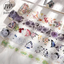 JIANWU 2m DIY Journal Collage Transparent PET Washi Tape Cute Characters Cartoon Scrapbooking Material Masking Tapes Stationery