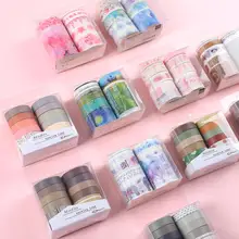 JIANWU 7pcs or 10pcs/set Cute Basic color Washi Tape Scrapbook DIY  Masking Tape School Stationery Store Journal supplies