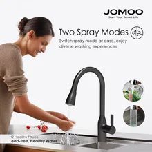 JOMOO 360° Swivel Kitchen Faucet Pull-out 2-Jet Spray Kitchen Sink Mixer Single Handle Hot and Cold Water Taps 4 Colors