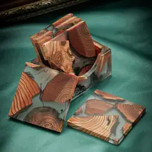 Japanese Style Saucer Non-Slip Resin Solid Wood Tea Coaster  Household Resin Insulation Pad Thuja Mat  Tea Set Accessories