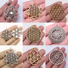 Jewelry Findings Components Large Flower Of Life Charms For Bracelets Charm Pendant