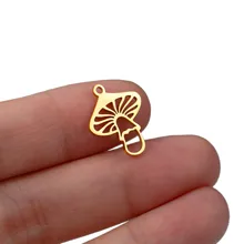 Jisensp 5Pcs Dainty Stainless Steel Mushroom Charm Pendnat for Bracelets Necklace Female Party Statement Jewelry Making
