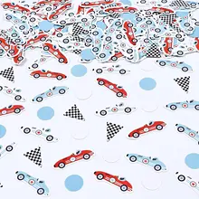 KREATWOW 200Pcs Vintage Race Car Confetti for Table Retro Let's Go Racing Theme Baby Shower Birthday Party Table Decor Supplies