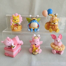 Kawaii Disney Winnie The Pooh Anime Figure Q Version Doll Peripherals Hand Made Toys Decorative Ornaments Gifts For Kids