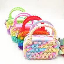 Kawaii Fashion Squeeze Push Bubble Fidget Toys Pack Shoulder Bag Squishy Toy Anti Stress Puzzle Stress Relief Gifts for Kids Toy