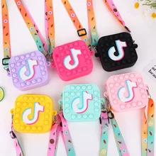 Kawaii Fidget Toys Push Bubble Antistress Squishy Shoulder Bags Adult Children Decompression Sensory Squeeze Toys for Kids Gifts