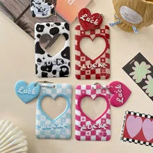 Kawaii Heart Chessboard Kpop Photocard Holder 3inch Photo Protector Idol Photo Sleeves School Stationery