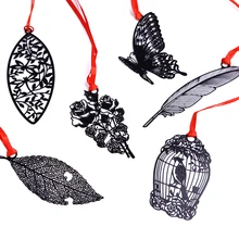 Kawaii Metal Openwork Cat Rose Shape Paper Clips Funny Kawaii Bookmark Office & School Stationery Marking Clips Children's gifts
