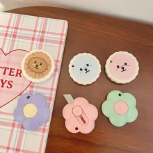 Kawaii Mini Pocket flowers Dog Art Utility Knife Express Box Knife Paper Cutter Craft Wrapping Refillable Blade Art Stationery
