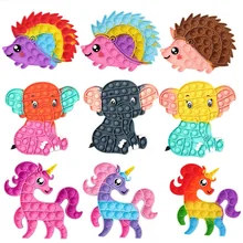 Kawaii Pop Fidget Toys Unicorn Animal Turtle Elephant Push Bubble Reliver Stress Toy Decompression Sensory Anti-stress Kids Gift