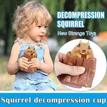 Kawaii Squeeze Squirrel Chipmunks Squeeze Squishy Toy Pop Its Funny Games Decompression Antistres Fidget Toys Child Toys Gifts