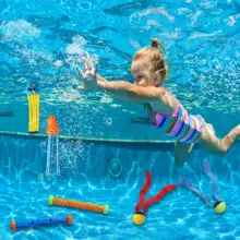 Kid Summer Shark fish Diving Toys Children's Swimming Pool Game Treasure Hunt Diving Torpedo Water Ring Diamond Water Suit Toys