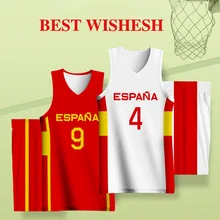 Kids Basketball Kits For Boys Spain Letter Printed Full Sublimation Custom Name Number Logo Kindergarten Jerseys Shorts Unifroms