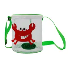 Kids Collection Sand Bag Mesh Beach Basket With Zipper Round Sand Bucket Toy Mesh Beach Bag Beach Essentials For Kids Gifts