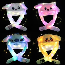 Kids Glowing Bunny Ear Moving Hat Jumping up Rabbit Plush Flash Cartoon Children Adult Gift light up Airbag Luminous Hat Toys