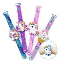 Kids Unicorn Pop Electronic Watch Silicone Kawaii Flip Unicorn Bubble Bracelets Toys for toddlers Boy Girl Children's Day Gift