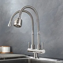 Kitchen Faucets Brushed Faucets for Kitchen Sink Single Lever Mixers Tap Stainless Steel 360° Rotating Kitchen Faucet