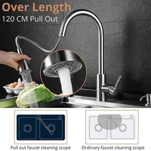 Kitchen Sink Mixer Drawstring Faucet Pull type 360 ° Drawstring Nickel Single Handle 3 Modes Position Adjustable Sink Faucet
