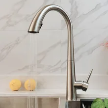 Kitchen sink pull type hot and cold faucet hidden pull wire