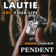 LAUTIE Clown Poker Necklace EDC Keychain Cupronickel  Brass  Copper  Zirconium Alloy Pendant Gift for Men