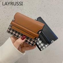 LAYRUSSI Women Card Wallet Men Multi-card Driver's License Folder Case Card Clip Porte Badge Houndstooth Card & ID Holders Box