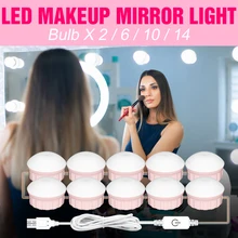 LED 12V Makeup Mirror Lamp Hollywood Vanity Light Bulb LED Touch Dimming Wall Lamps For Bathroom Dressing Table Lighting Bulbs