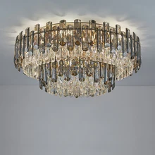 LED Crystal Stainless Steel Gold Round Rectangular Lamparas De Techo Ceiling Lights.Ceiling Light.Ceiling Lamp For Foyer