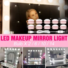 LED Makeup Vanity Light Bulbs Mirror Lamps USB 12V Mirror LED  Bathroom Dressing Table Lighting Dimmable LED Wall Mirror Lamp