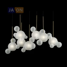 LED Postmodern Gold Chrome Black 20cm Matt White Glass Bubbles Ceiling Chandeliers Lighting Lustre Hanging Lamps For Living Room