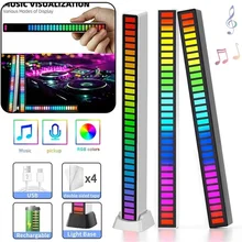LED Strip RGB Voice-Activated Rhythm Ambient Light Colorful Sound Control Ambient Light 32 Bit Music Level Indicator Car Desktop