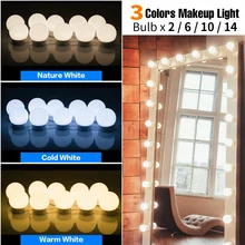 LED Vanity Light Bulb 12V Makeup Mirror Lamp Hollywood Mirror Bulbs USB Dimmable 3 Colors Mirror Lamp Bathroom Cabinets Lighting