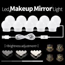 LED Vanity Mirror LED Lamp 12V USB LED Hollywood Makeup Lights Dressing Table Mirror Light Bulb US EU Plug Dimmable Wall Lamp
