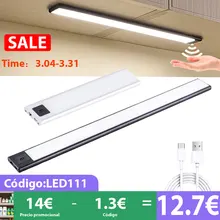 LED night light Hand Sweep Sensor night Light Led Lights USB Rechargeable Black Aluminum Kitchen Under Cabinets Lights Lighting