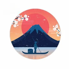 LLY-0918 Classic Fashion Japanese Landscape Silhouette Comic Decal PVC Personality Creative Waterproof Auto Stickers Decor