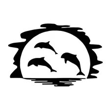 LLY-2110 Creativity Family Dolphin Personality Car Stickers PVC Fashion Auto Window Bumper Sunscreen Waterproof Quality Decals