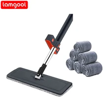 Lamgool Floor Flat Mop Hand Free Wash Microfiber Squeeze Mop for Kitchen Bathroom Lazy Floor Cleaner for Household Cleaning Tool