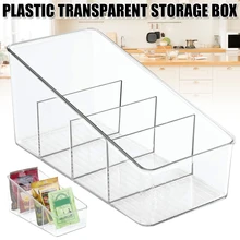 Large Plastic Food Packet Organizer Caddy Storage Station for Kitchen Pantry Cabinet Countertop Holds Spice Pouches Home Storage