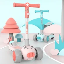 LazyChild 2022 New foldable children's scooter three-in-one silent pedal scooter safety adjustable baby scooter DropShipping