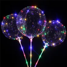 Led Balloon Transparent Helium Clear Luminous Balloons With Sticks  Wedding Birthday Party Decorations Kids LED Light Balloon