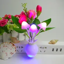 Led Night Light Luminous Colorful Flower Lamp Intelligent Light Control For Home Bedroom Decoration (US Plug)