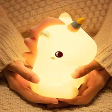 Led Night Light Unicorn/Star/Cat Light 7 Colors Silicone Pat Lamp For Children Kids Mother Girl Gift Baby Decorative Maison